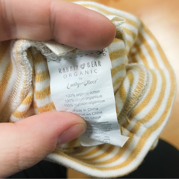 Rabbit & Bear Gold & White Striped 2-Piece Outfit Gender Neutral Baby Size 0-3M - Picture 7 of 8